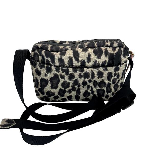 Rebecca Minkoff Downtown Nylon Camera Bag Leopard Print Crossbody Gray Black NEW - Picture 2 of 12